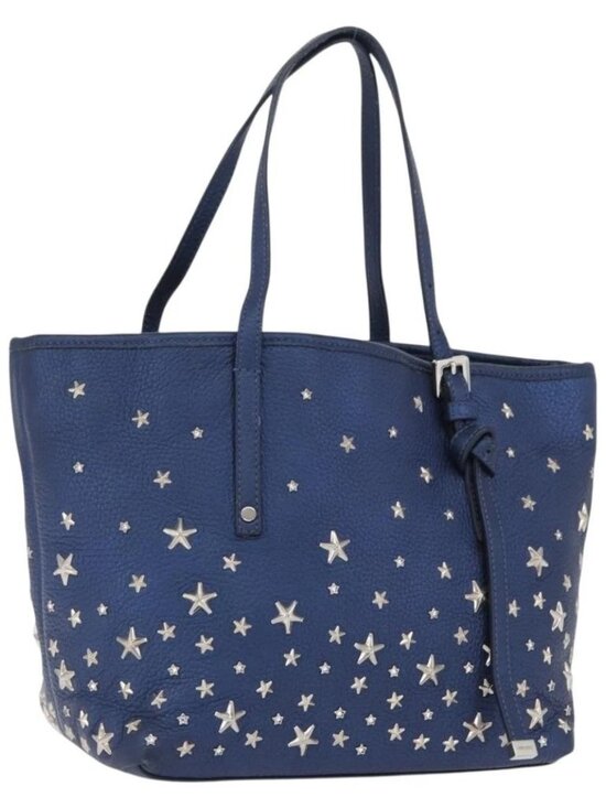 Jimmy Choo Handbags - Jimmy Choo Tote Bag Leather Blue Silver Auth BA10728